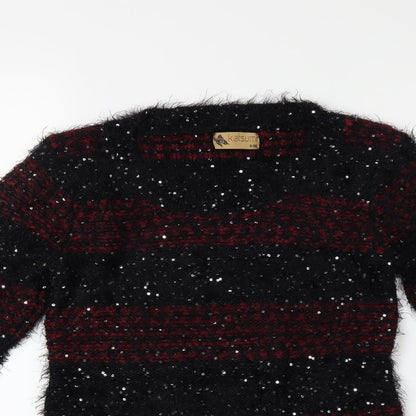 Katsumi Womens Black Striped Knit Pullover Jumper Size S