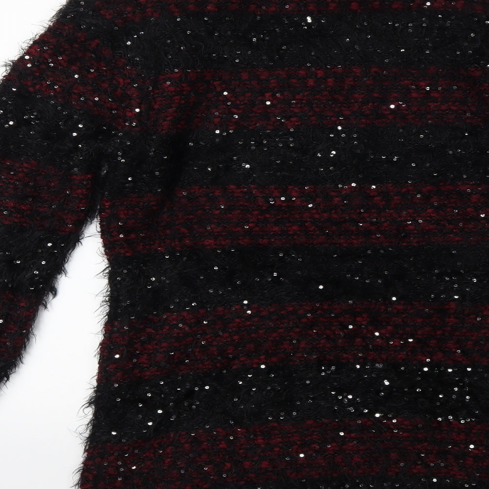 Katsumi Womens Black Striped Knit Pullover Jumper Size S