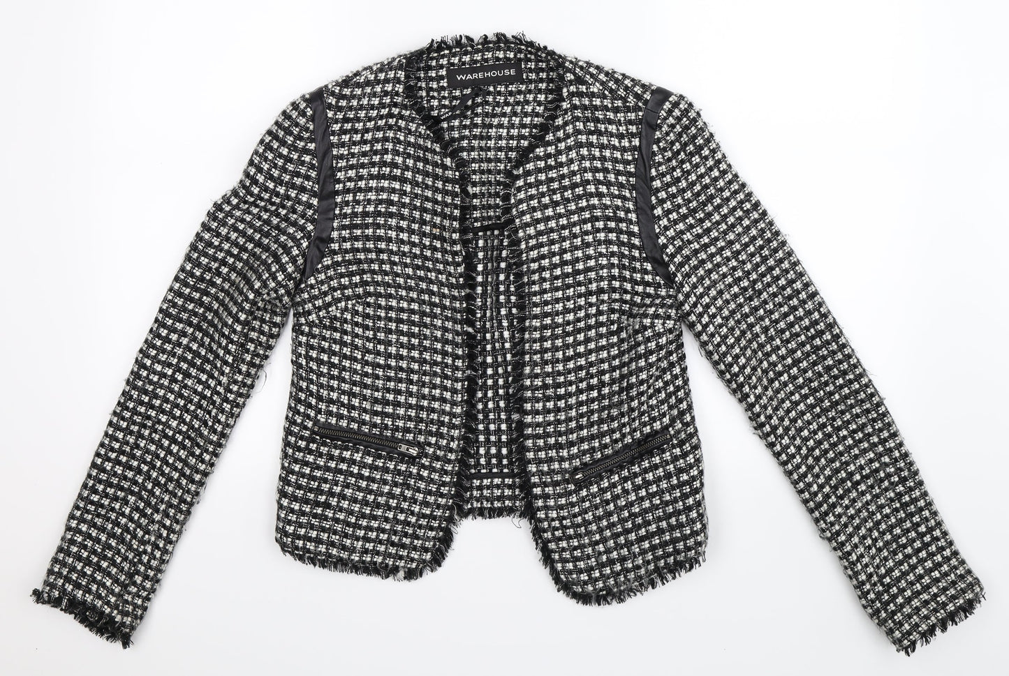 Warehouse Womens Grey Check  Jacket Blazer Size 8