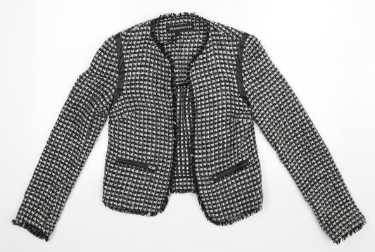 Warehouse Womens Grey Check  Jacket Blazer Size 8