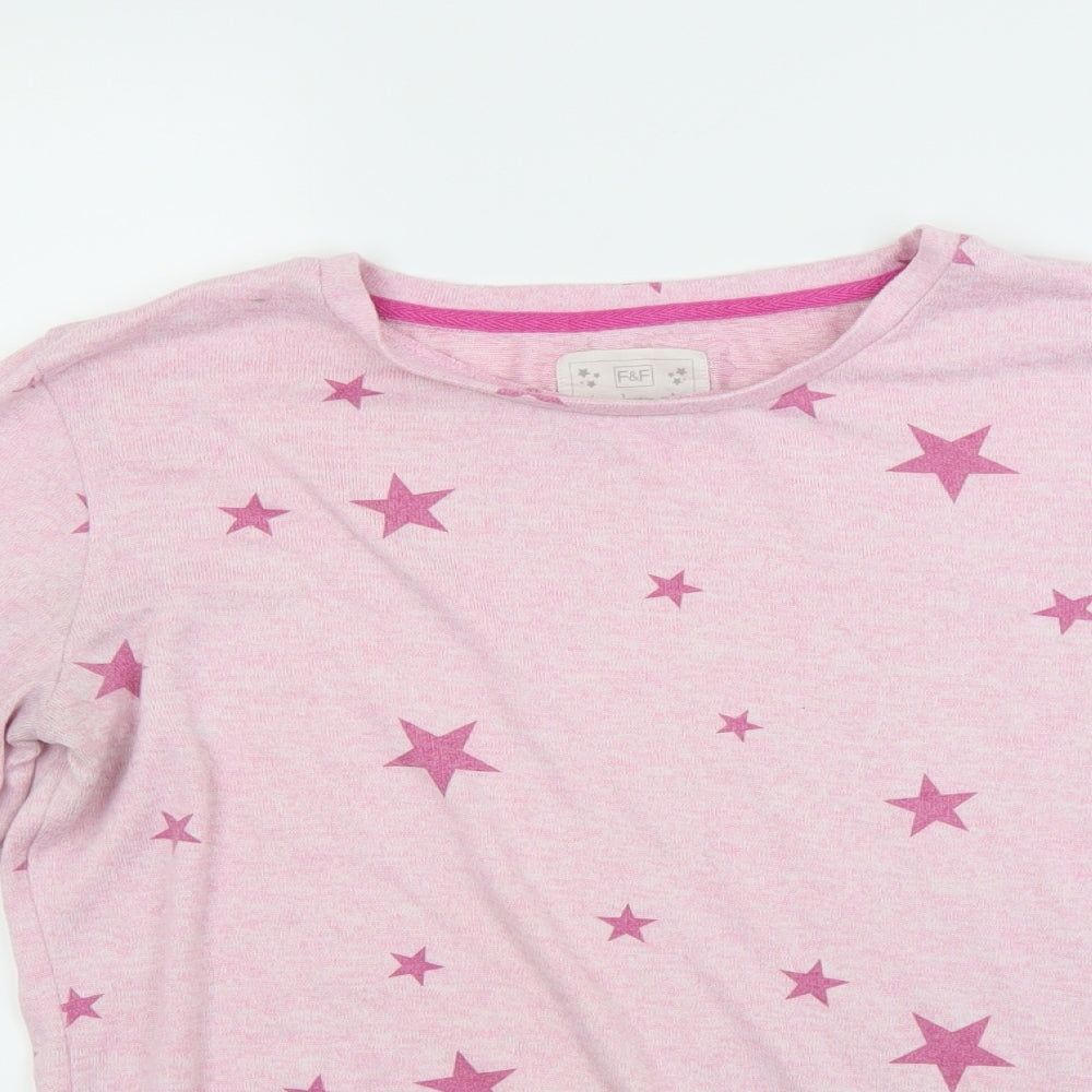 F&F Womens Pink Solid  Top Pyjama Top Size 10