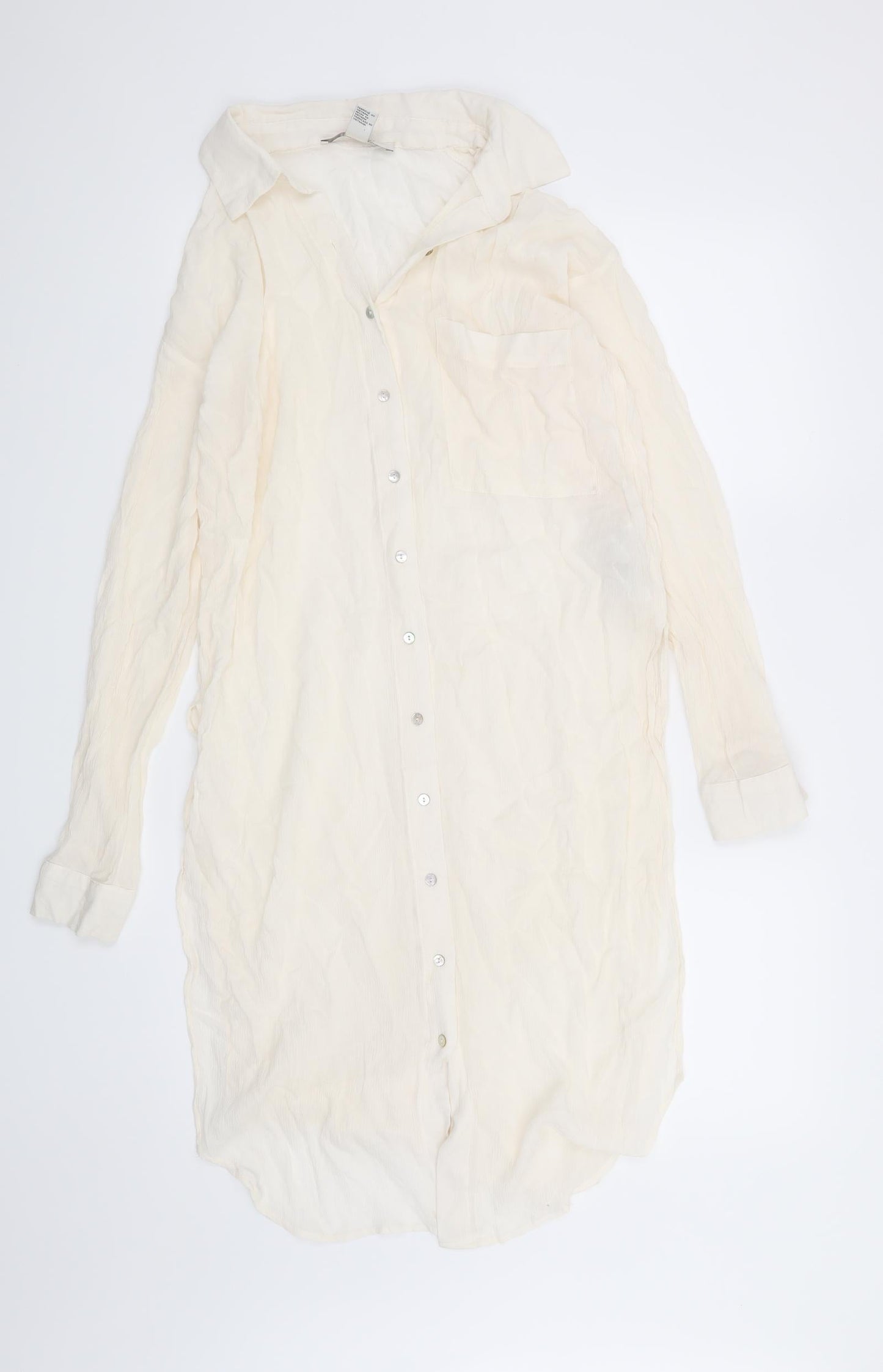 Womens UK Size S FOREVER 21 Beige Basic Button-Up