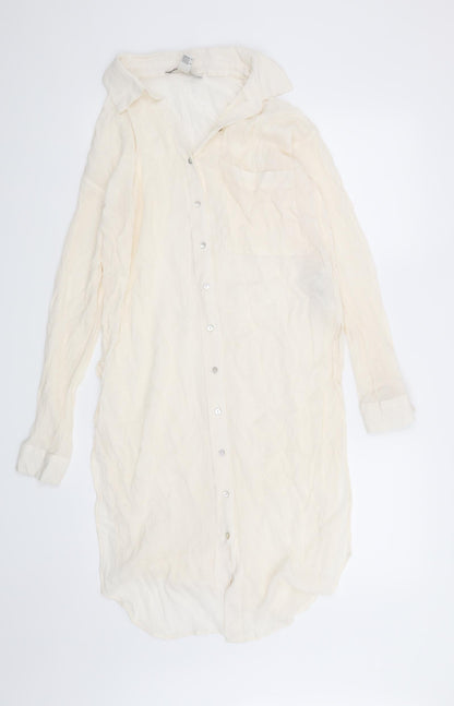 Womens UK Size S FOREVER 21 Beige Basic Button-Up