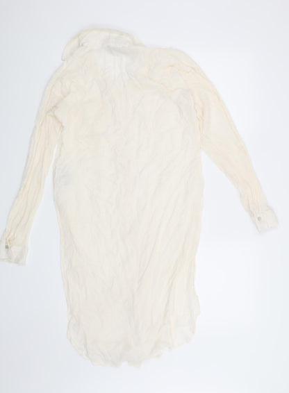 Womens UK Size S FOREVER 21 Beige Basic Button-Up