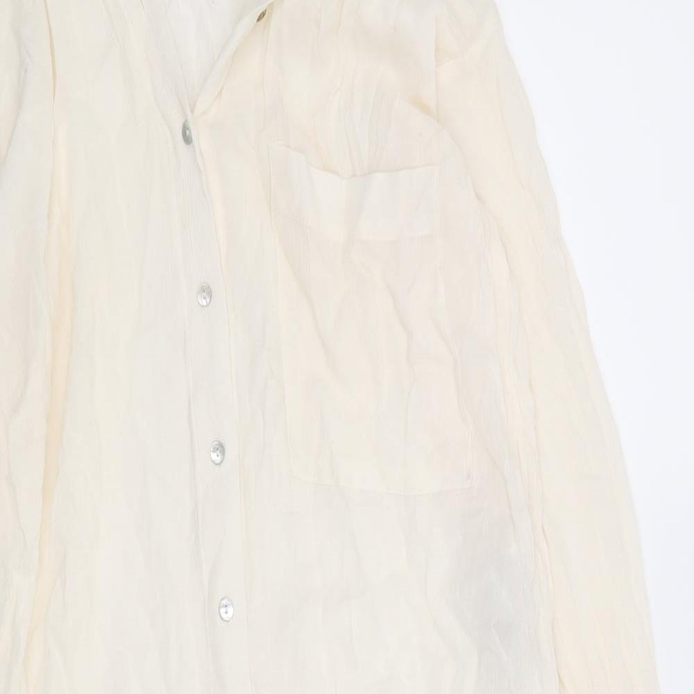 Womens UK Size S FOREVER 21 Beige Basic Button-Up