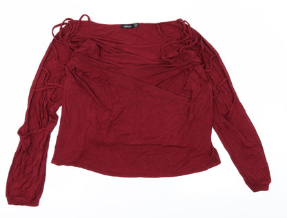 Boohoo Womens Red   Basic Blouse Size 14