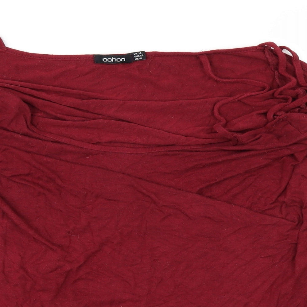 Boohoo Womens Red   Basic Blouse Size 14