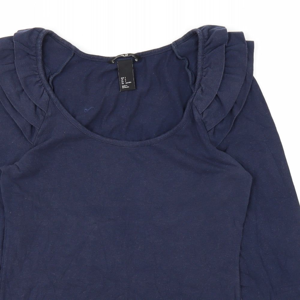 Womens UK Size S H&M Blue Basic T-Shirt