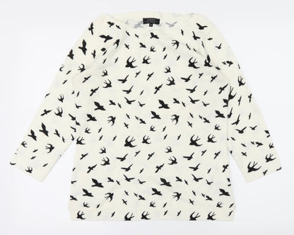 Papaya Womens White Animal Print  Pullover Jumper Size 10