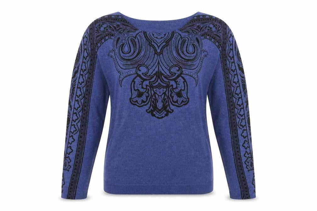 Marks & Spencer Womens Blue Geometric  Pullover Jumper Size 10
