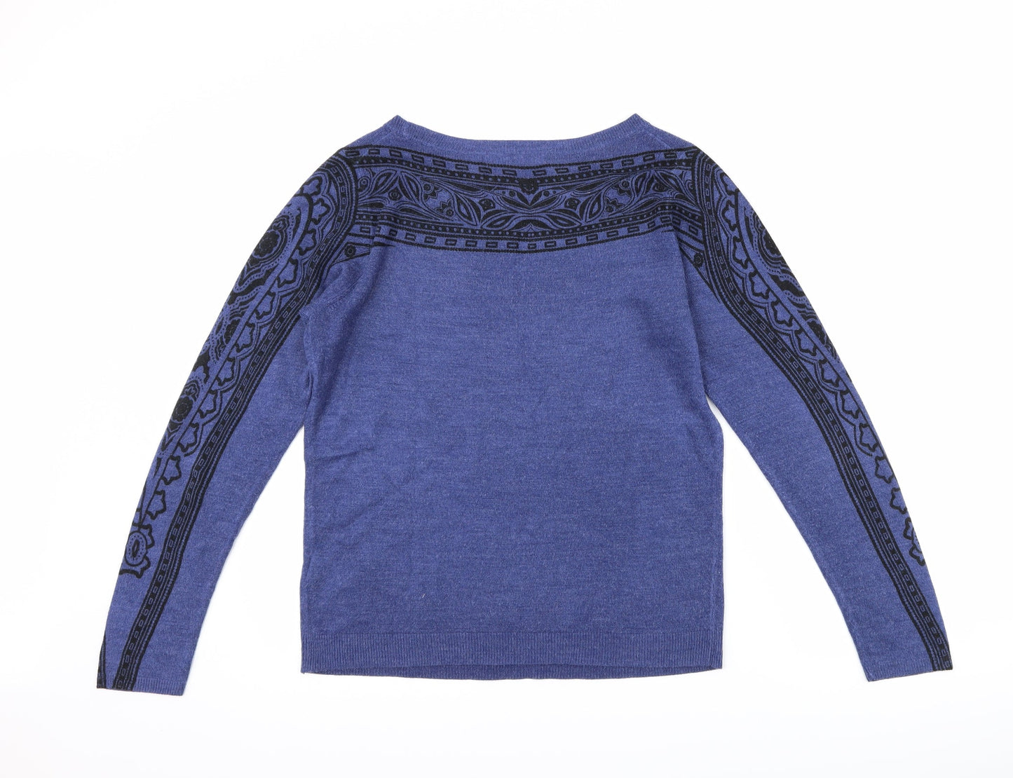 Marks and Spencer Womens Blue Geometric  Pullover Jumper Size 10
