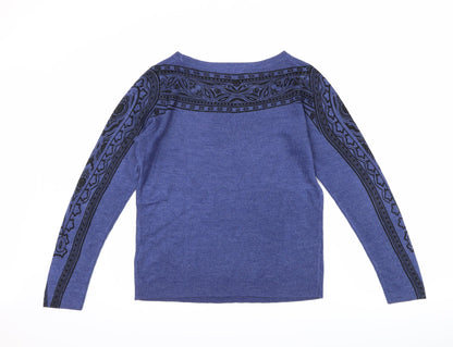 Marks and Spencer Womens Blue Geometric  Pullover Jumper Size 10