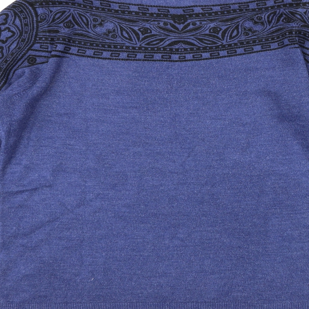 Marks and Spencer Womens Blue Geometric  Pullover Jumper Size 10
