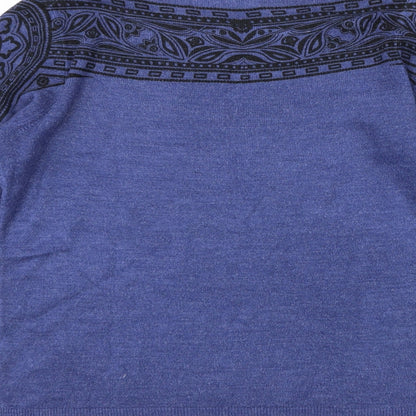 Marks and Spencer Womens Blue Geometric  Pullover Jumper Size 10