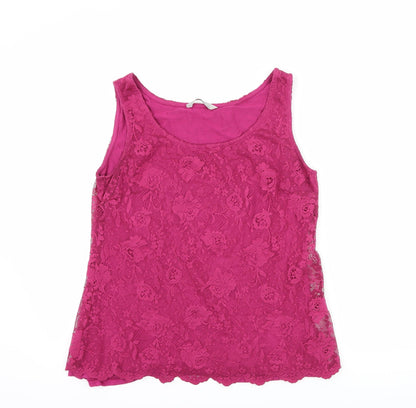 TU Womens Pink Floral  Basic Tank Size 12