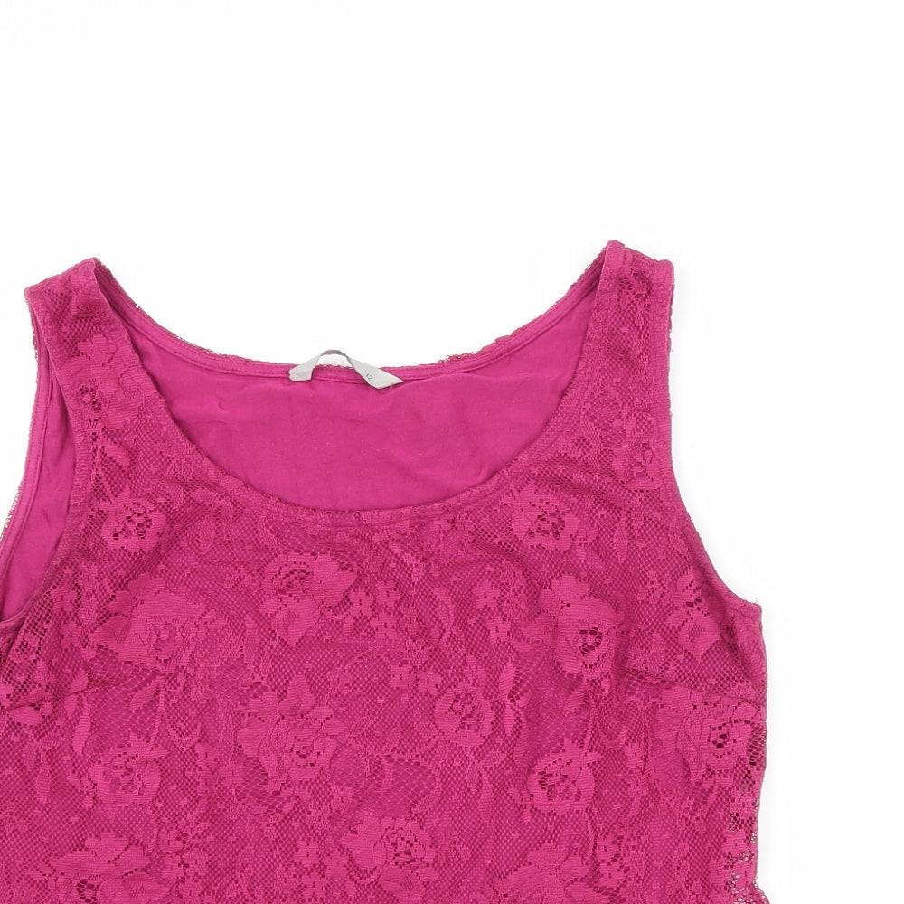 TU Womens Pink Floral  Basic Tank Size 12