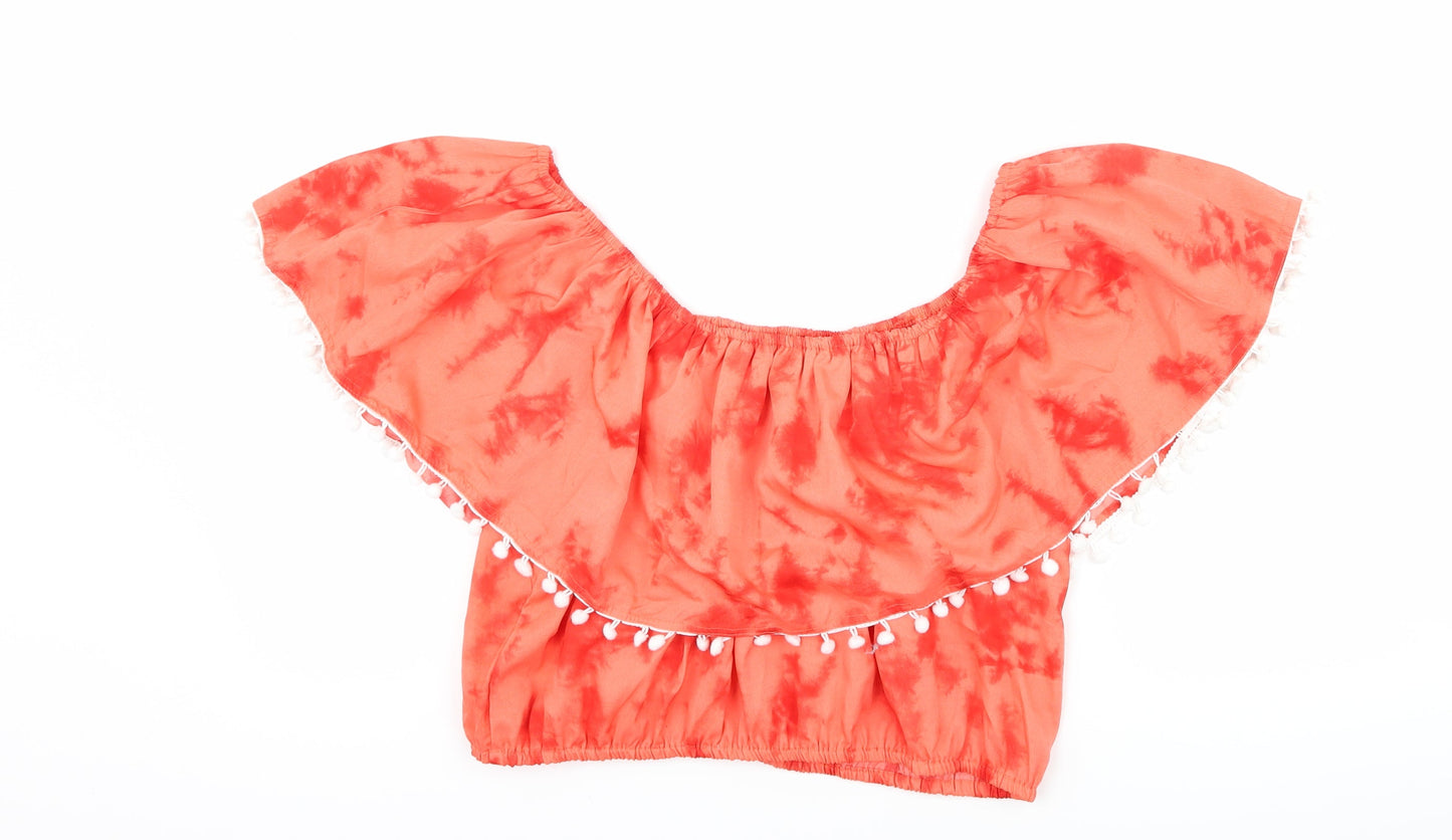 Womens UK Size 14 Boohoo Red Cropped T-Shirt