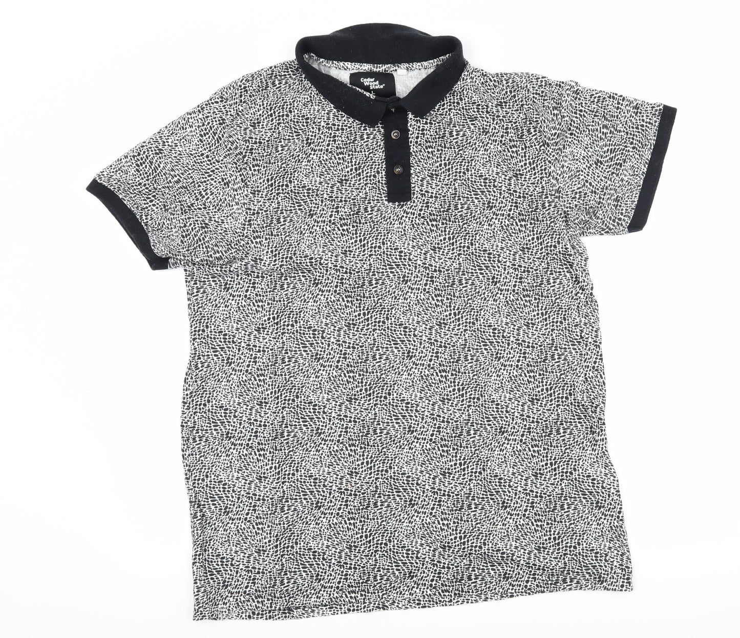 Cedar Wood State Mens Black Polka Dot   Polo Size L