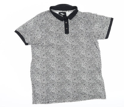 Cedar Wood State Mens Black Polka Dot   Polo Size L