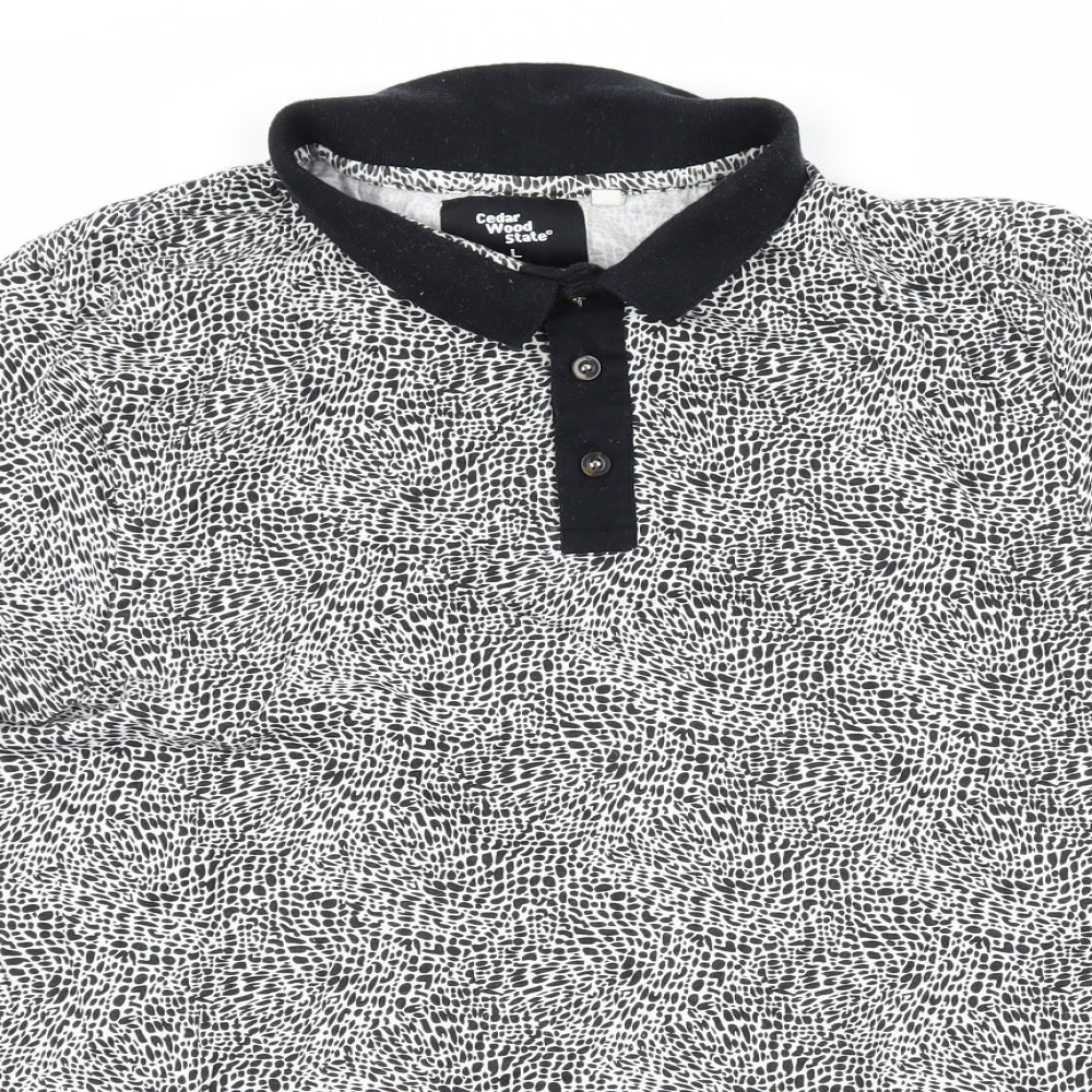 Cedar Wood State Mens Black Polka Dot   Polo Size L