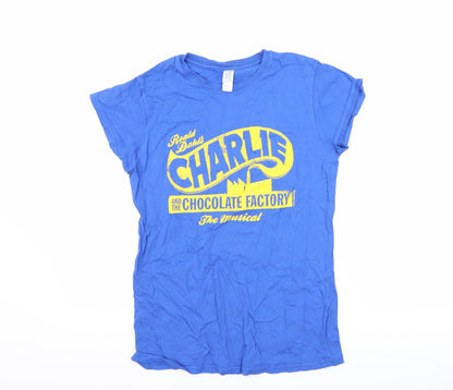 Womens UK Size M Gildan Blue Basic T-Shirt
