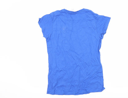 Womens UK Size M Gildan Blue Basic T-Shirt