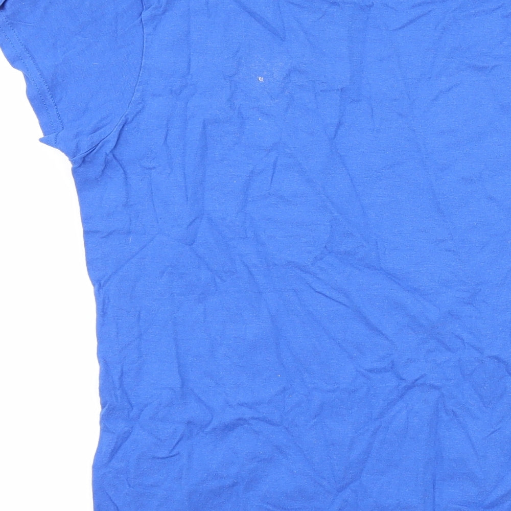 Womens UK Size M Gildan Blue Basic T-Shirt