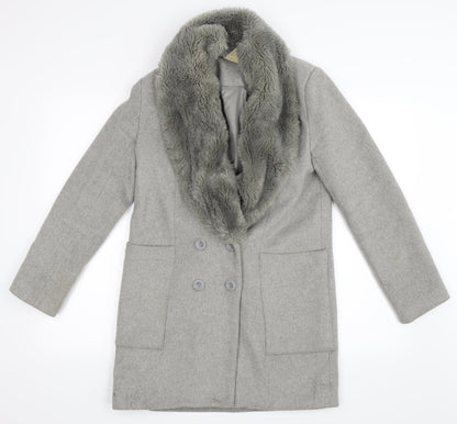 Womens UK Size S FOREVER 21 Grey Trench Coat
