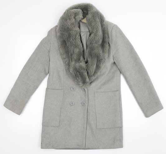 FOREVER 21 Womens Grey   Trench Coat Coat Size S