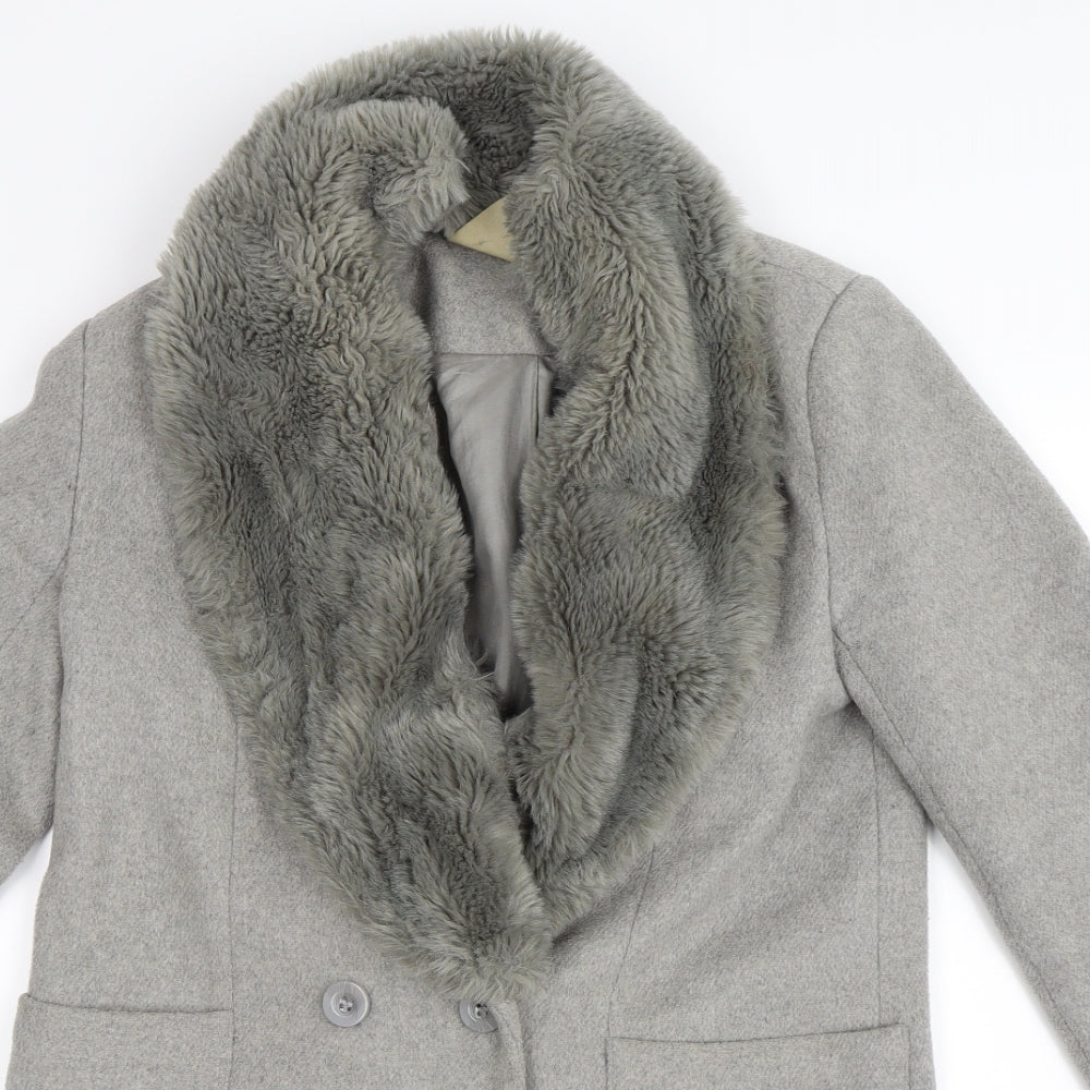 Womens UK Size S FOREVER 21 Grey Trench Coat