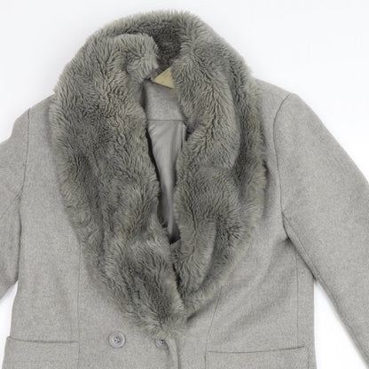 Womens UK Size S FOREVER 21 Grey Trench Coat