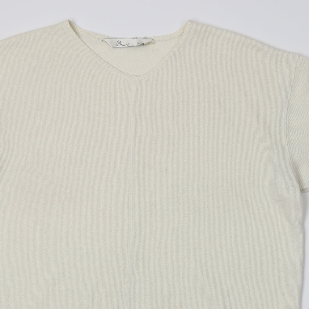 BHS Womens White  Knit Pullover Jumper Size 10