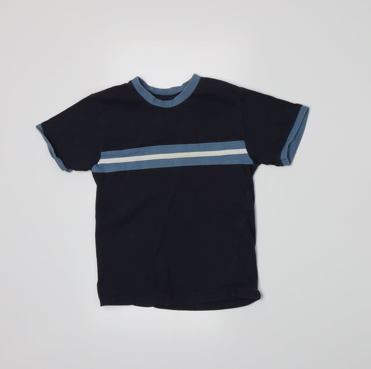 BHS Boys Blue Striped Jersey Basic T-Shirt Size 5 Years