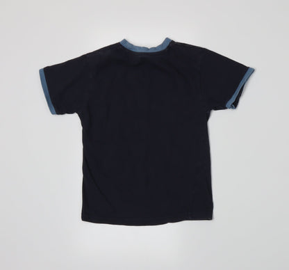 BHS Boys Blue Striped Jersey Basic T-Shirt Size 5 Years
