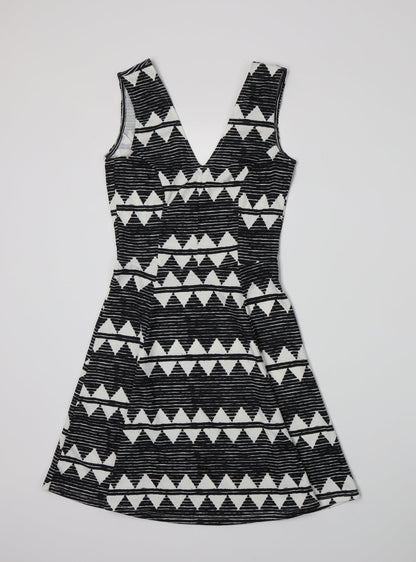 H&M` Womens Black Striped  A-Line  Size XS
