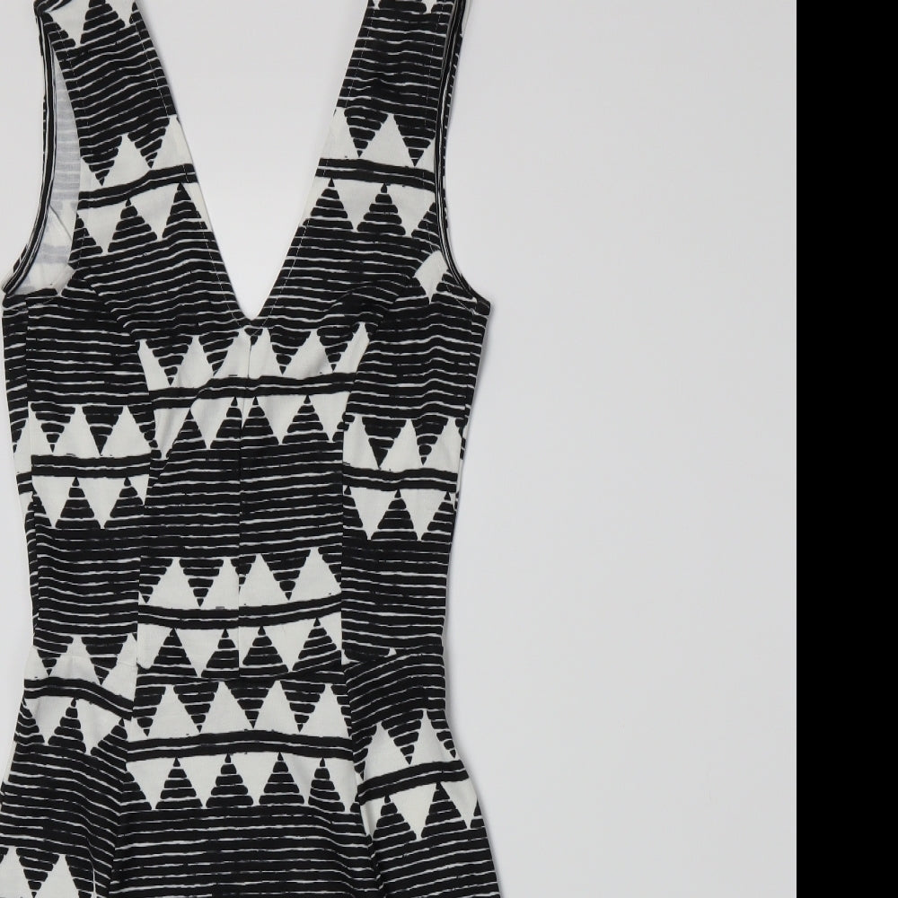 H&M` Womens Black Striped  A-Line  Size XS