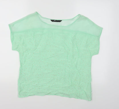 Womens UK Size M Zara Green Basic T-Shirt