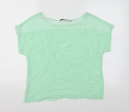 Womens UK Size M Zara Green Basic T-Shirt