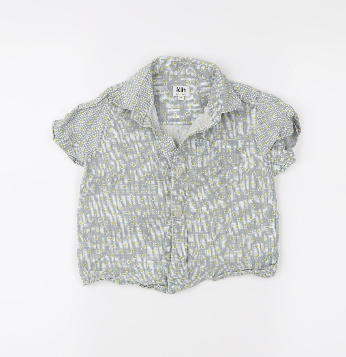 John Lewis Boys Grey Check  Basic Button-Up Size 3 Years