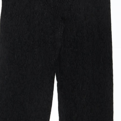 Sainsburys Womens Black Floral  Trousers  Size 10 L29 in