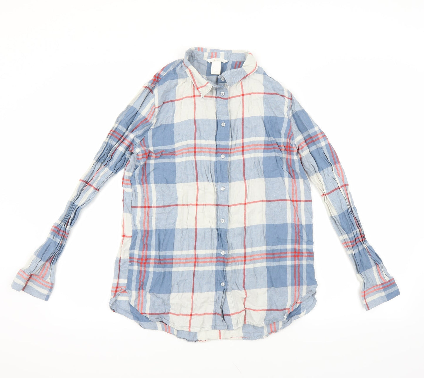 Womens UK Size 8 H&M Blue Basic Button-Up