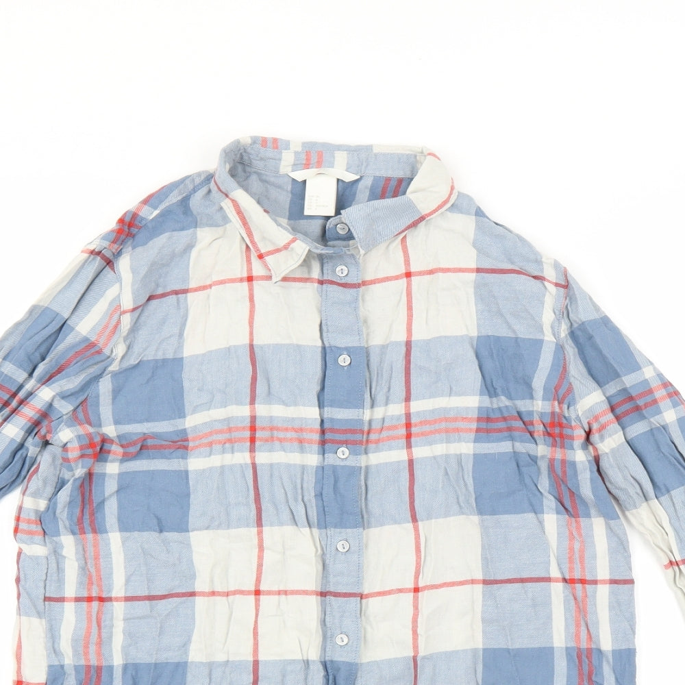 Womens UK Size 8 H&M Blue Basic Button-Up