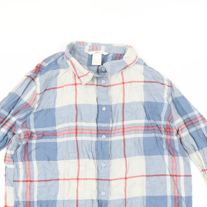 Womens UK Size 8 H&M Blue Basic Button-Up