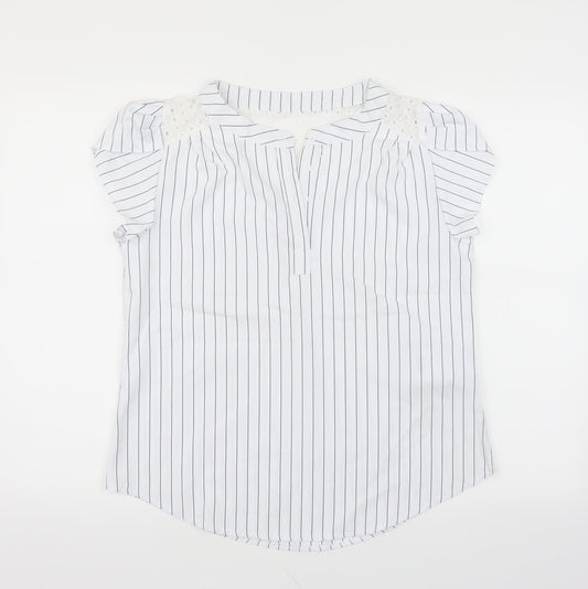 Womens UK Size L Preworn White Basic Blouse
