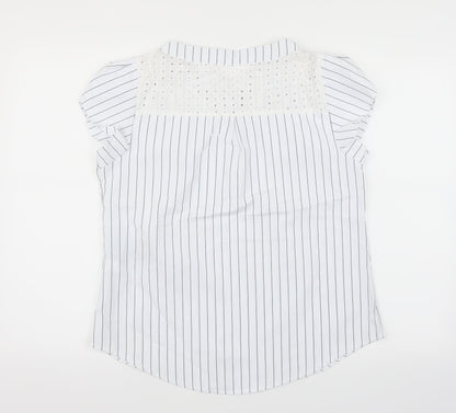 Womens UK Size L Preworn White Basic Blouse