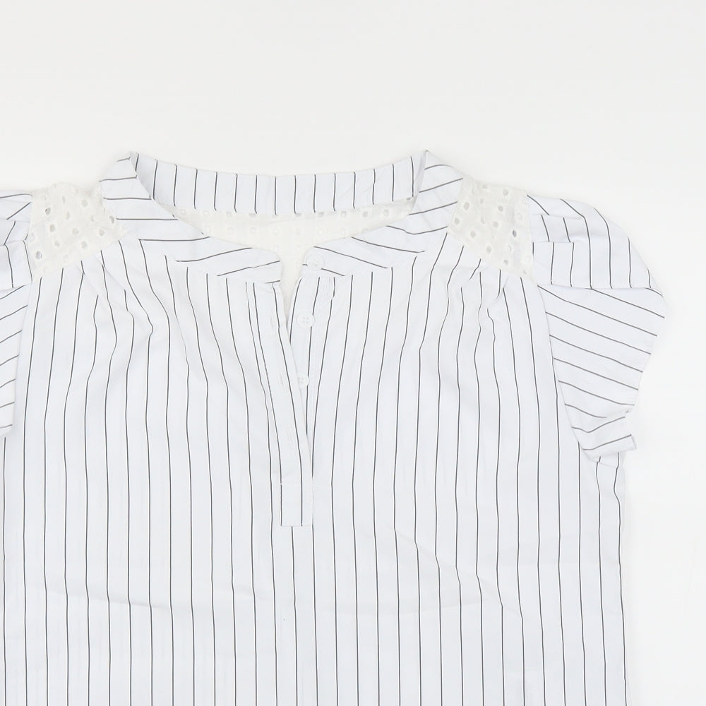 Womens UK Size L Preworn White Basic Blouse
