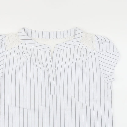 Womens UK Size L Preworn White Basic Blouse