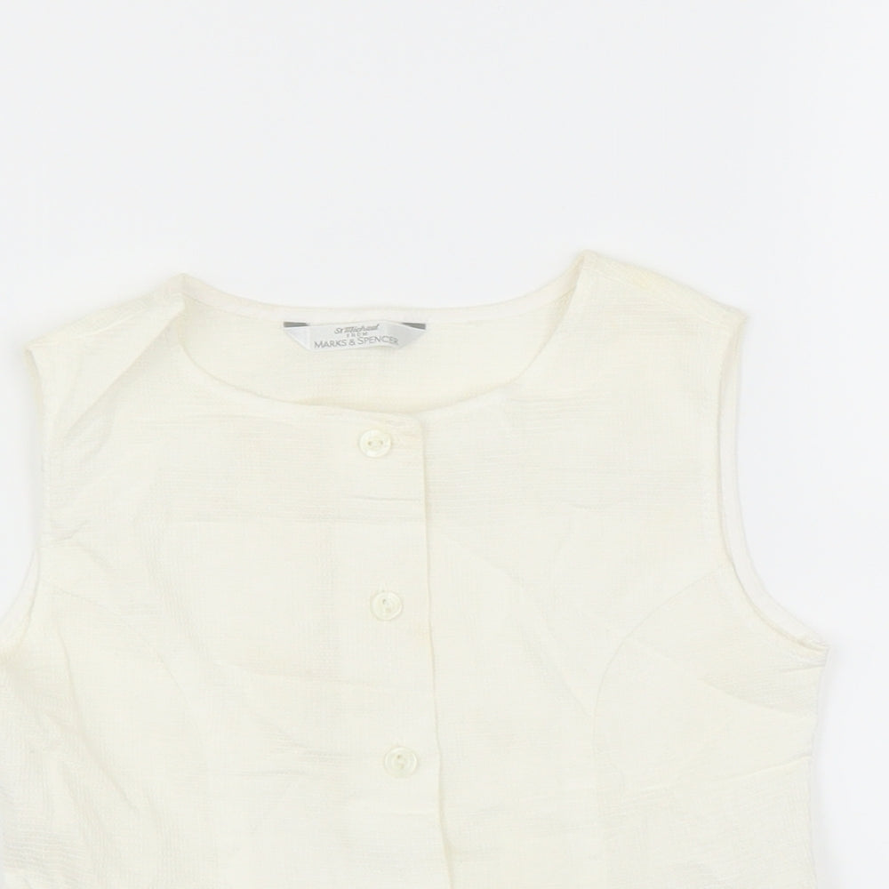 Marks and Spencer Girls Ivory   Basic Blouse Size 6 Years
