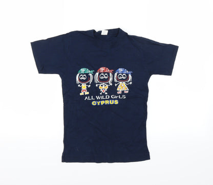 Preworn Girls Blue   Basic T-Shirt Size 7-8 Years