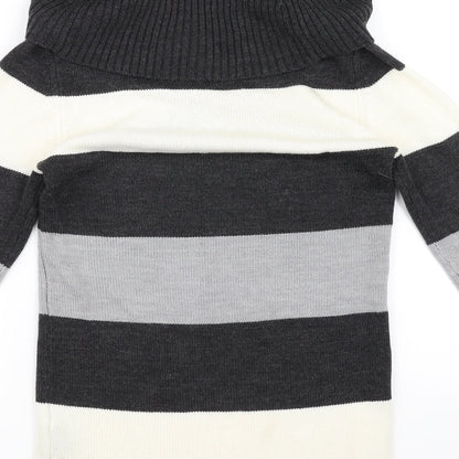 H&M Womens Black Striped  Pullover Jumper Size 6